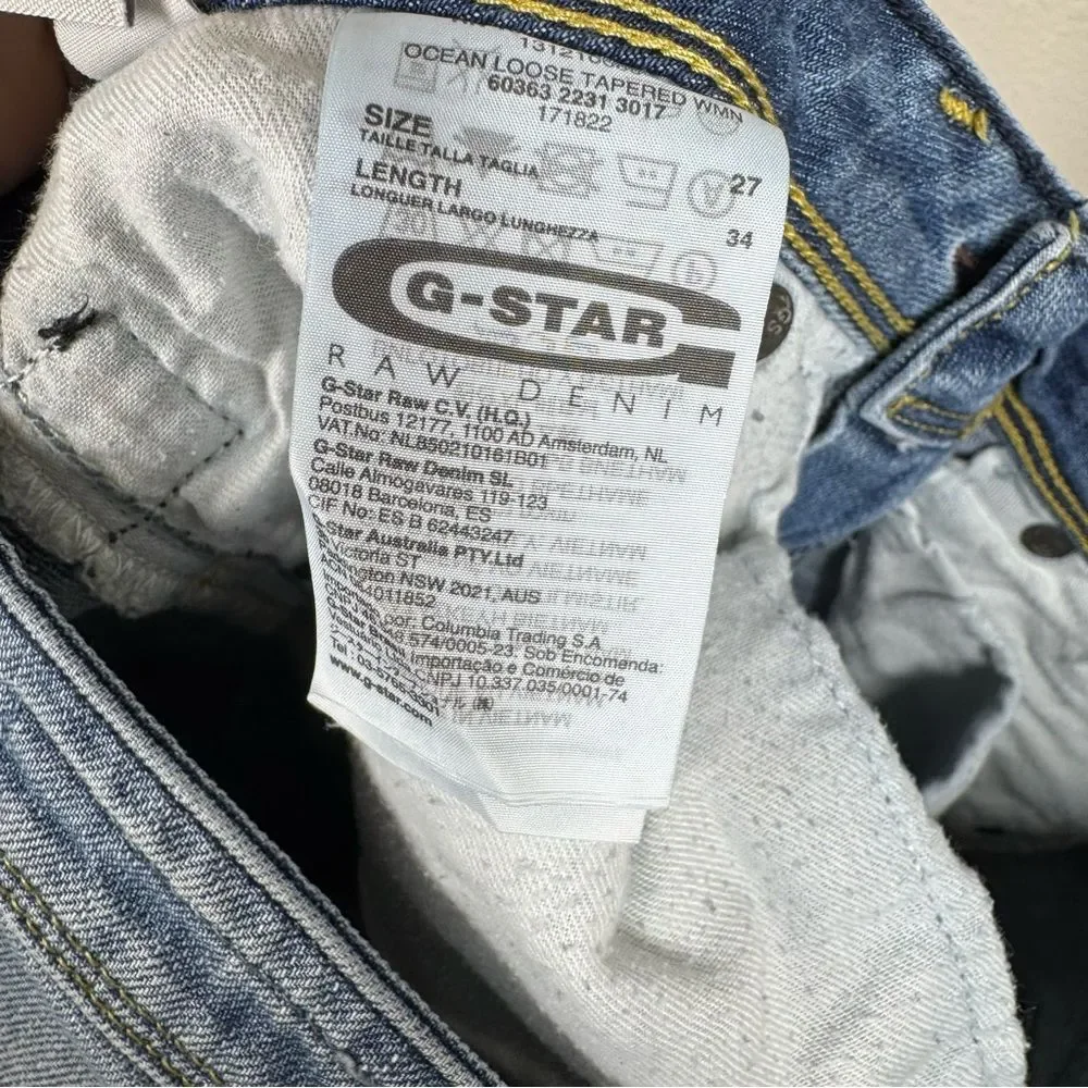 G-Star Raw Ocean Loose Tapered Jeans Drop Waist Comfort Legend Women’s Size 27